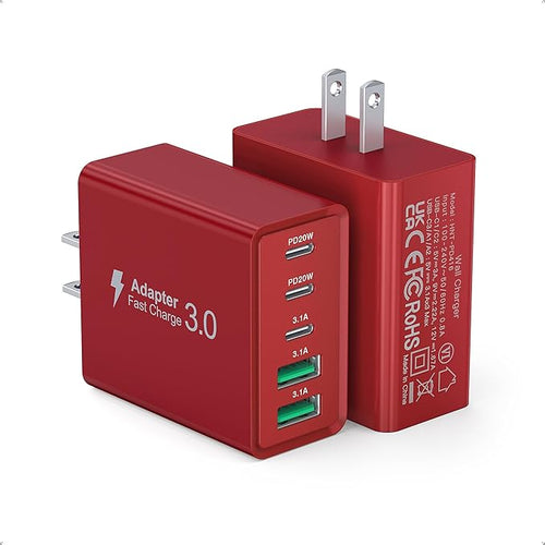 2Pack USB C Fast Charger Block, 50W 5-Port Type C Wall Charger Brick, Pad by Qwinjwin