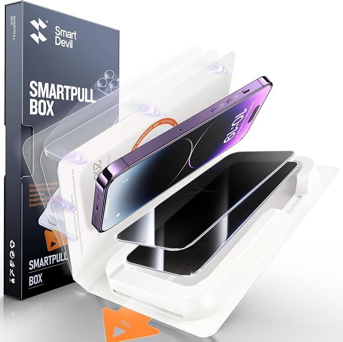 SMARTDEVIL 2 Pack for iPhone 14 Pro Privacy Screen Protector, Military Grade by SmartDevil