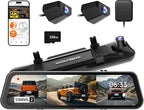 WOLFBOX G900 Tripro Bumper Version 3 Channel 4K Mirror Dash Cam, STARVIS 2 by WOLFBOX
