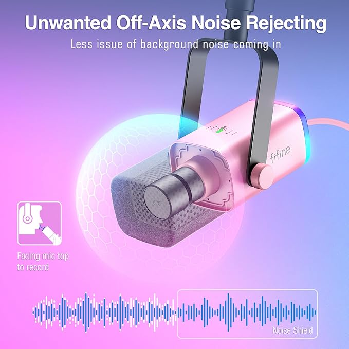 FIFINE XLR Gaming Microphone USB, PC Dynamic Microphone Kit - Image 4