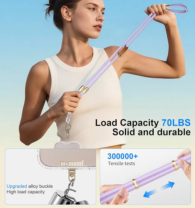 memumi 3 in 1 Universal Adjustable Phone Lanyard, Crossbody Neck Wrist Strap - Image 2