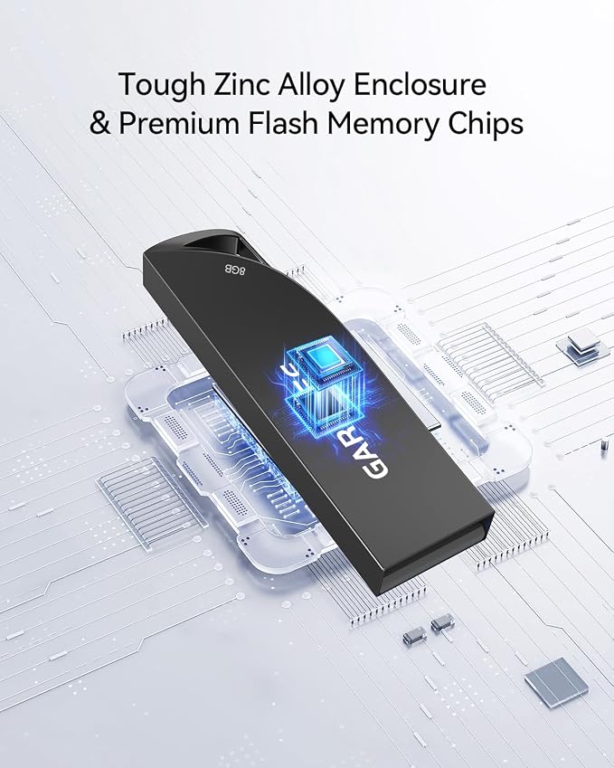 8GB USB Flash Drive, 5 Pack Waterproof Metal USB Memory Stick Slim USB 2.0 - Image 5