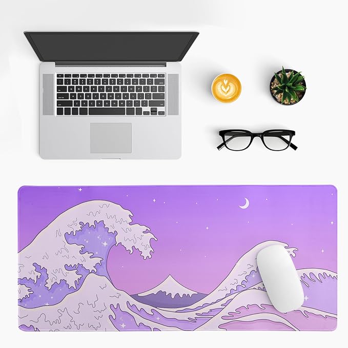 Purple Japanese Sea Wave Gaming Mouse Pad - Image 3
