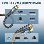 EMK RCA Splitter 1 Male to 2RCA Female Copper Shell Gold-Plated Y Adapter RCA - Image 3