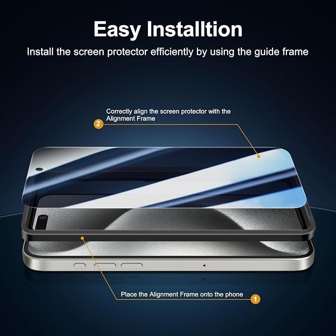 NEW'C 3 Pack Privacy for iPhone 15 Pro Max Screen Protector, Anti-Spy Tempered - Image 5