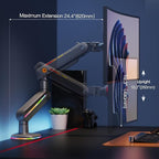 RGB Gaming Monitor-arm for Flat/Ultrawide/Curved Monitors 32 to 60 inch - Image 5
