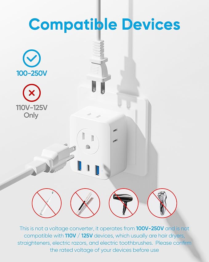 2 Pack European Travel Plug Adapter, Olcorife Foldable International Power - Image 6