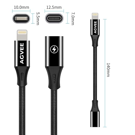 AGVEE 4 inch USB-C Female to Lightning Male Adapter, 30W Fast Charging Charger - Image 7