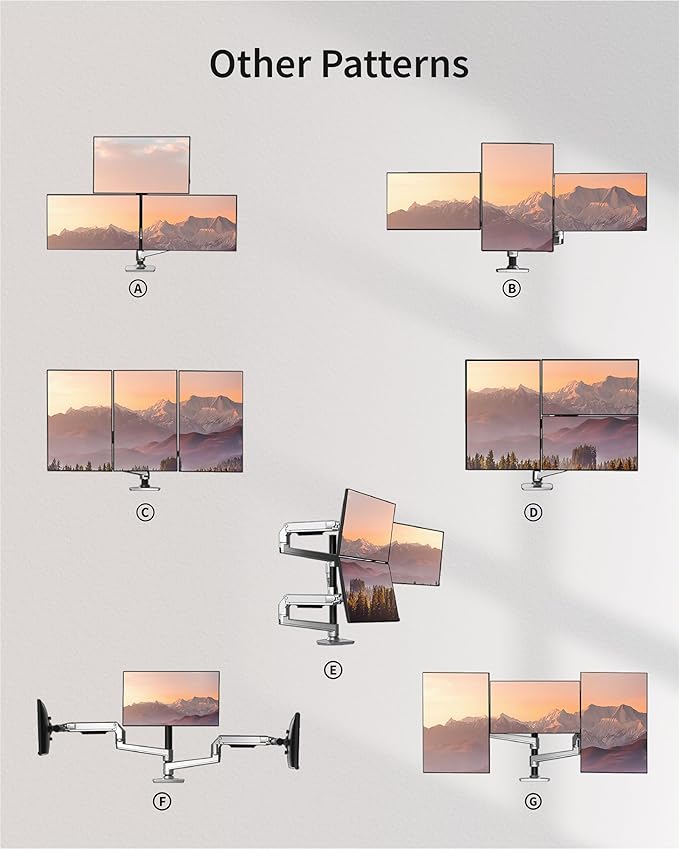 Triple Monitor Mount, Holds Screens up to 40 Inches and 25 lbs, Fully - Image 4