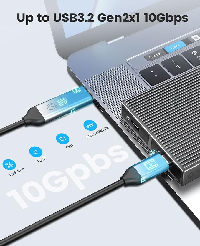 ORICO Dual M.2 NVMe SSD Enclosure, USB C to M2 Adapter - Image 2