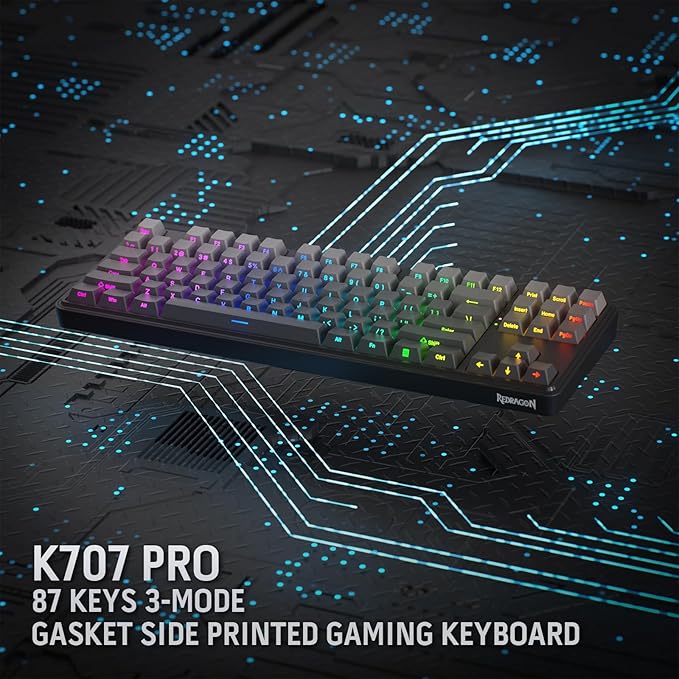 Redragon K707 PRO GB 80% Gasket RGB Gaming Keyboard, 3-Modes Wireless TKL - Image 9
