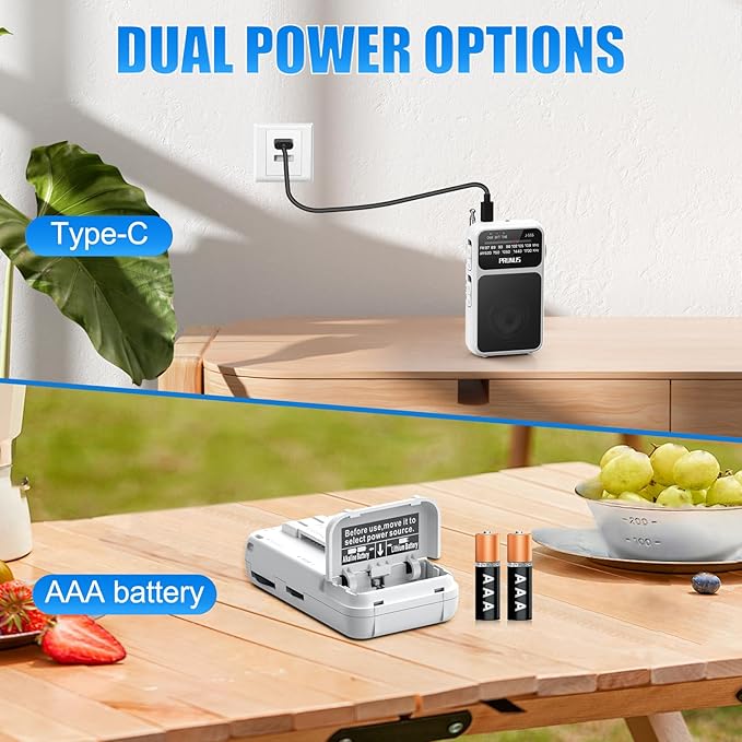 PRUNUS J-555 Pocket Radio AM FM USB-C Charging& Battery Operated, Excellent - Image 2