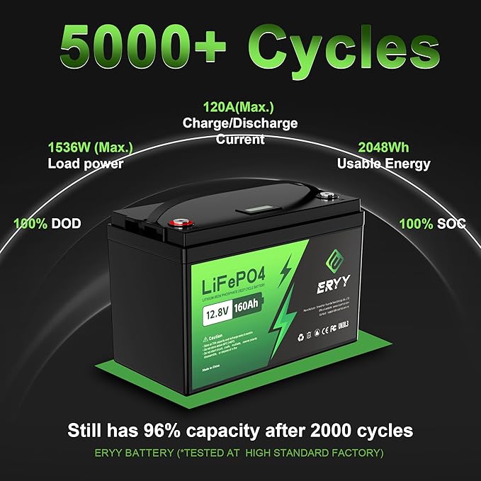12V 160Ah LiFePO4 Battery Bluetooth, Group 31 RV Lithium Batteries 12V - Image 7