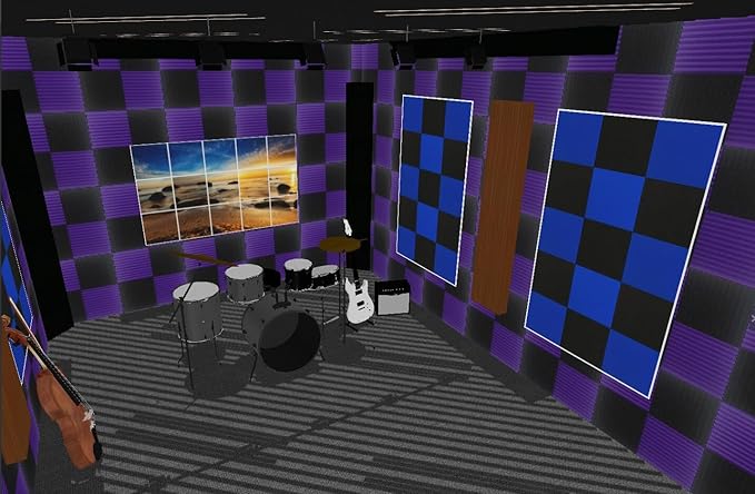 96 Pack Black/purple 12 "X 12 "X1" Acoustic Panels Studio Soundproofing Foam - Image 4