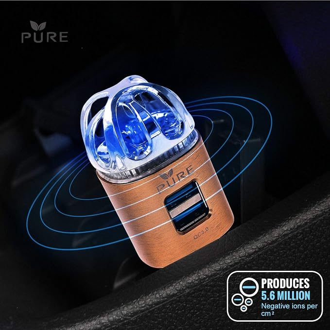 Car Air Purifier 3in1 Premium Stainless Steel Air Filter Ionizer w/Dual USB - Image 8