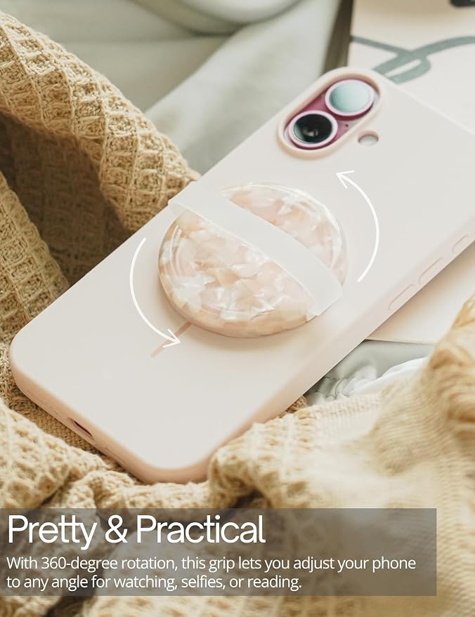 Heesch Magnetic Phone Grip for Back of Phone Light Pink Finger Strap for Phone - Image 4