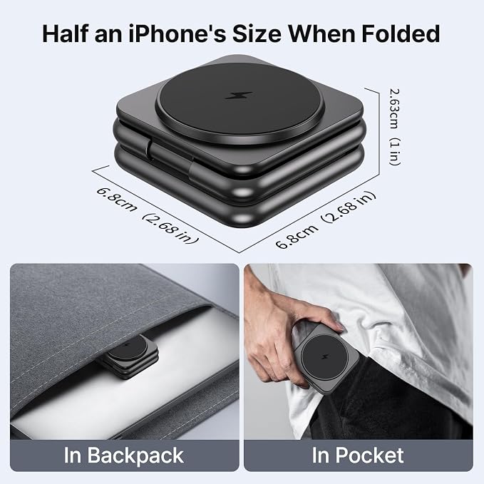 3 in 1 Charging Station for Apple Multiple Devices, Zinc Alloy Foldable Travel - Image 5