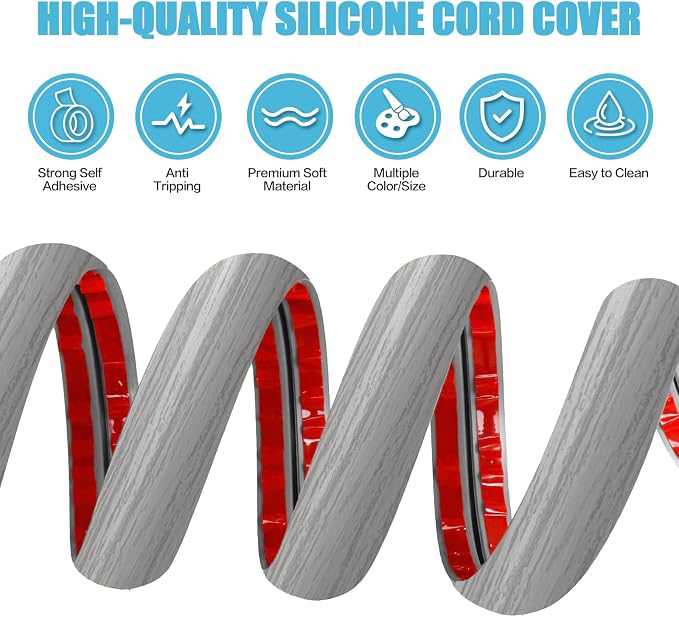 Floor Cord Cover Cavity 0.8"x0.37" Self Adhesive Cord Hider, 3.3FT Low Profile - Image 3