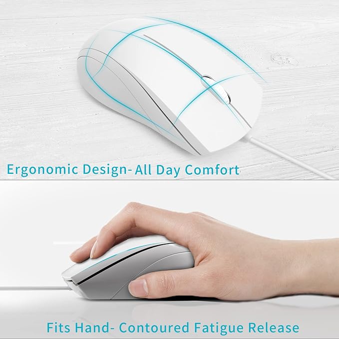 Rapoo N1600 3-Button Quiet Wired Mouse, 1000DPI Optical Mouse, Quiet Button - Image 4