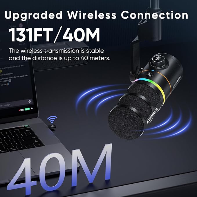 EJoy D10 PRO Combo Dual-Channel Wireless USB Gaming Microphone – RGB Dynamic Mic - Image 8