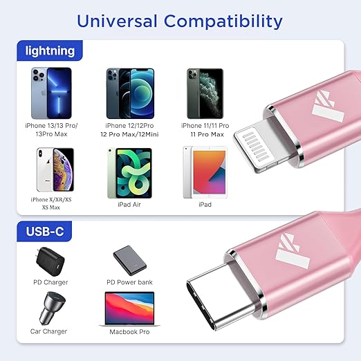 USB C to Lightning Cable 1FT 2Pack, Power Delivery iPhone Cables Type C iPhone - Image 5