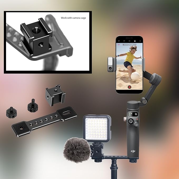 3 Port Cold Shoe Mount Plate for Camera LED Monitor Microphone etc., Aluminum - Image 3