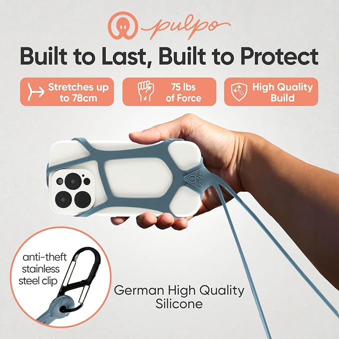 Pulpo Safety Cell Phone Lanyard Grey Fits Smartphones 6.1 to 6.8” - Image 5
