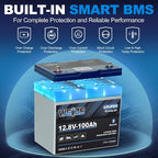 Weize 12V 100Ah Group 24 Bluetooth LiFePO4 Lithium Battery, Built-in 120A BMS - Image 5