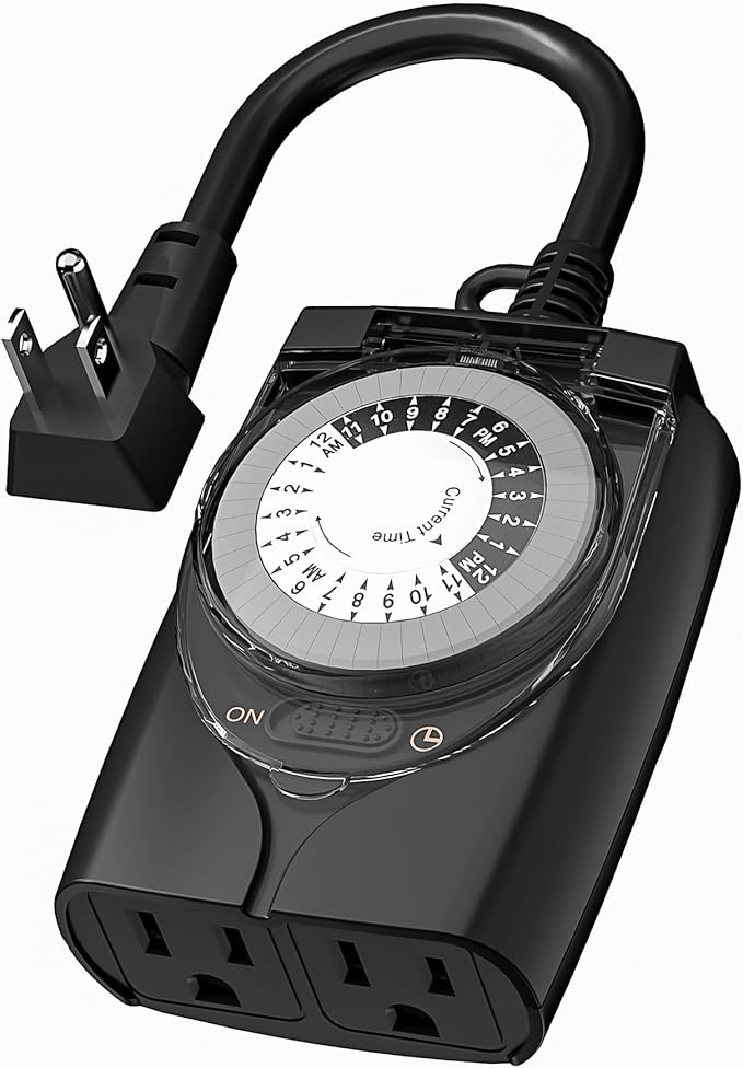 HBN Outdoor Timer Outlet Waterproof, 24 Hour Mechanical Light Timers by HBN