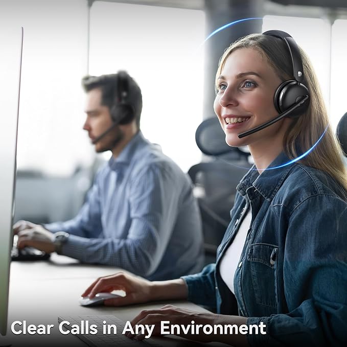 Wireless Headset with Mic for Work, Wireless Headset with Microphone, Smart - Image 2