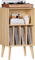 Lerliuo Record Player Stand, Burlywood Turntable Stand Holds up to 160 Albums by Lerliuo