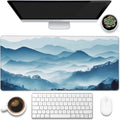 Large Gaming Mouse Pad, Mountain Desk Mat, Misty Forest Mountains Desk Pad by Eflxamz