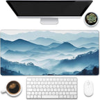 Large Gaming Mouse Pad, Mountain Desk Mat, Misty Forest Mountains Desk Pad by Eflxamz