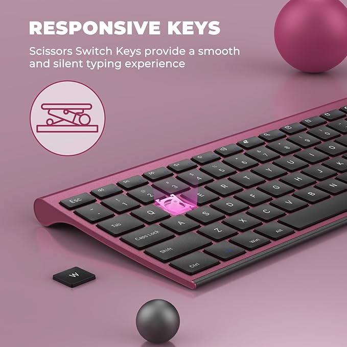 Wireless Keyboard and Mouse, Vssoplor 2.4GHz Rechargeable Compact Quiet - Image 3