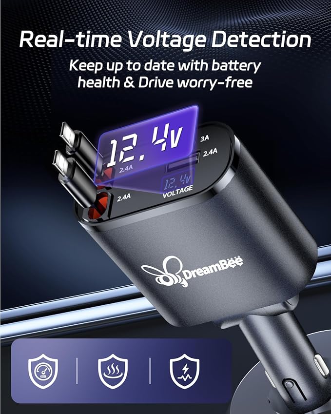 Retractable Car Charger, Super Fast USB Car iPhone Charger, Gifts - Image 2