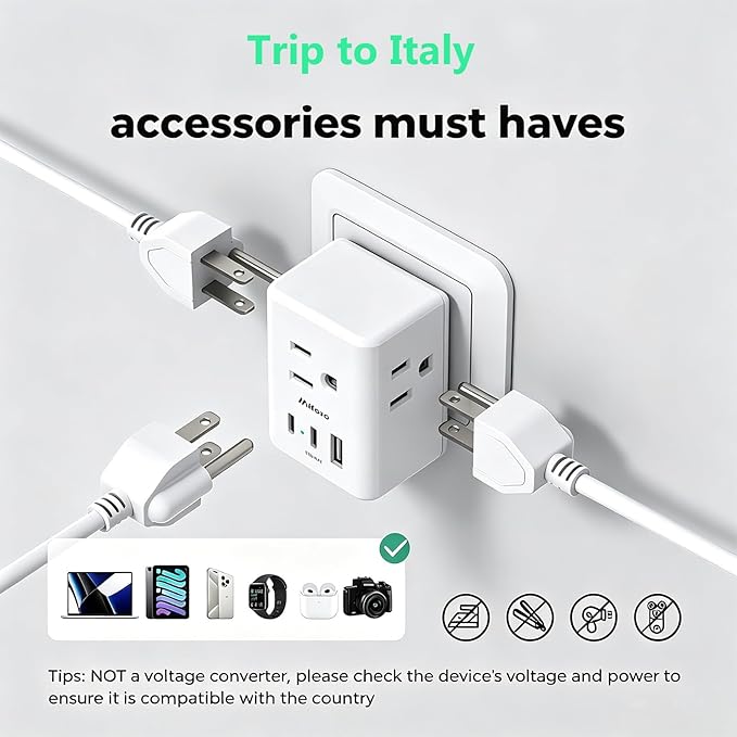2 Pack Italy Travel Plug Adapter, Type L Power Adapter - Image 4