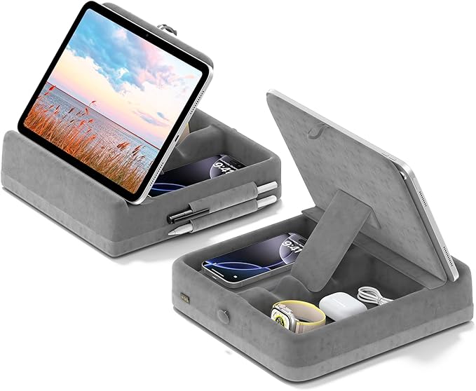 KDD Tablet Pillow Stand with Storage, Foldable Ipad Holder by KDD