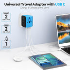 JMFONE Universal Travel Adapter, 4 USB C/A Ports & 2500W AC Outlets, All-in-One - Image 2