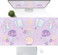 Kawaii Purple Desk Mat, Cute Witchy Elements Mouse Pad, Desk Pad Mystical Goth by DSKGSJH
