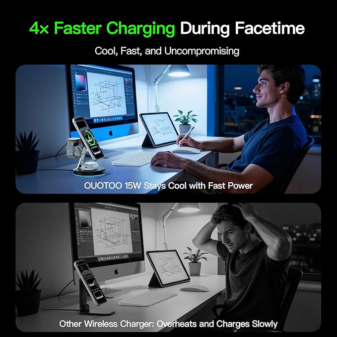 Wireless Charger 3 in 1 for iPhone, Magnetic Charging Station for Apple Family - Image 4