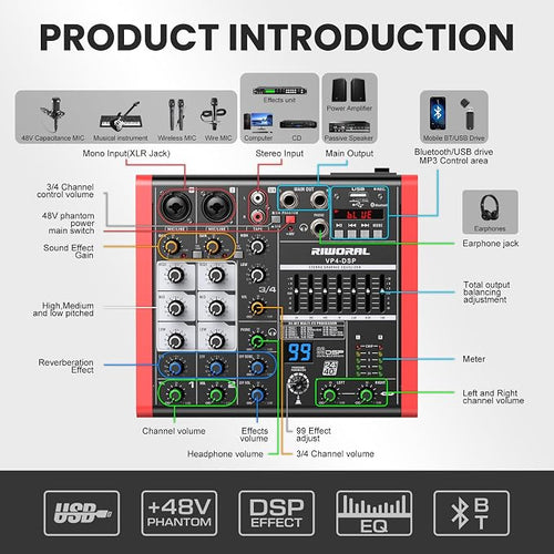 4 Channel Audio Interface DJ Mixer - Image 2