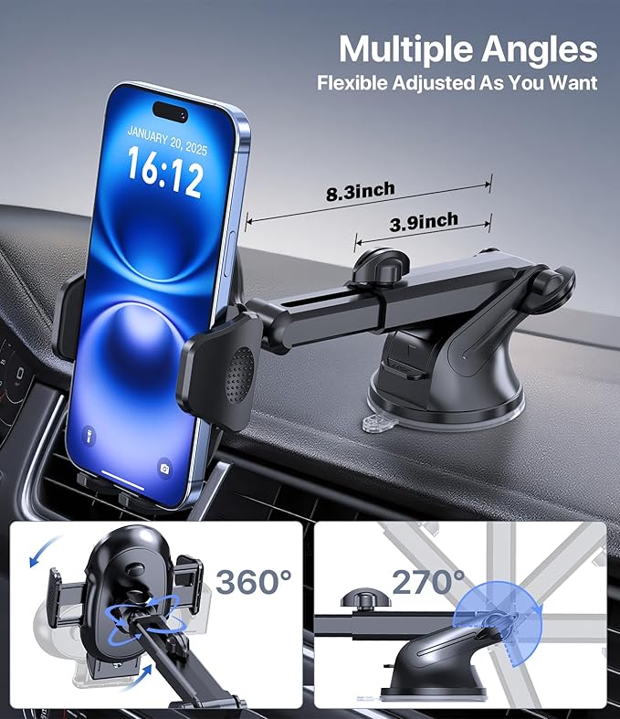 Miracase Phone Holders for Your Car, Universal Cell Phone Car Mount, 3-in-1 - Image 6