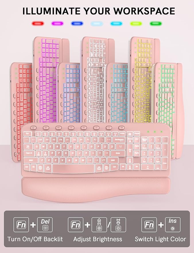 SABLUTE Ergonomic Wireless Keyboard and Mouse Combo - Image 3