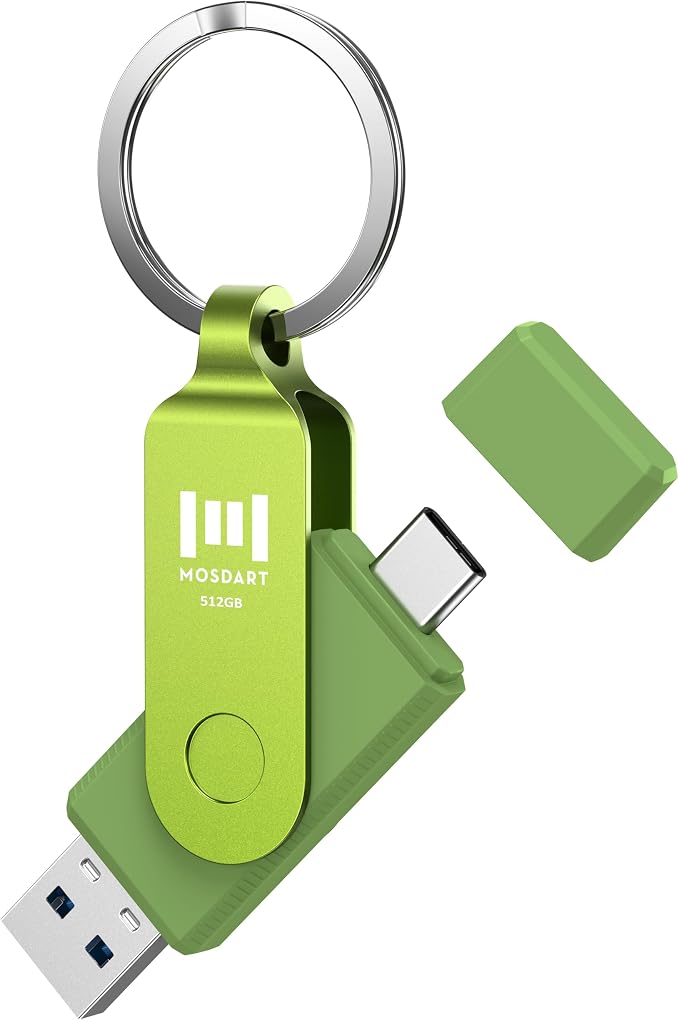 MOSDART 512GB USB3.1 Fast Speed C and A Dual Flash Drive, exFAT Memory Stick by MOSDART