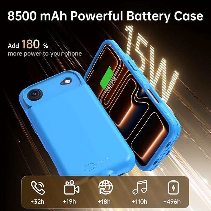 GIN FOXI Battery Case for iPhone 17 AIR, Charging Case Charger 8500mAh - Image 3