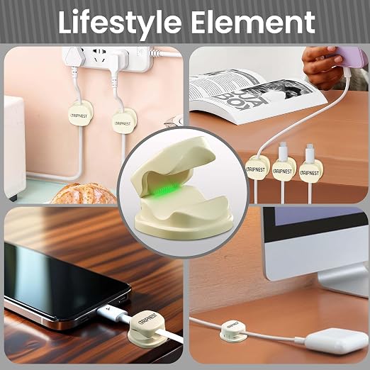 8 Pack Adhesive Cable Clips White Spring Loaded Cord Holders - Image 6
