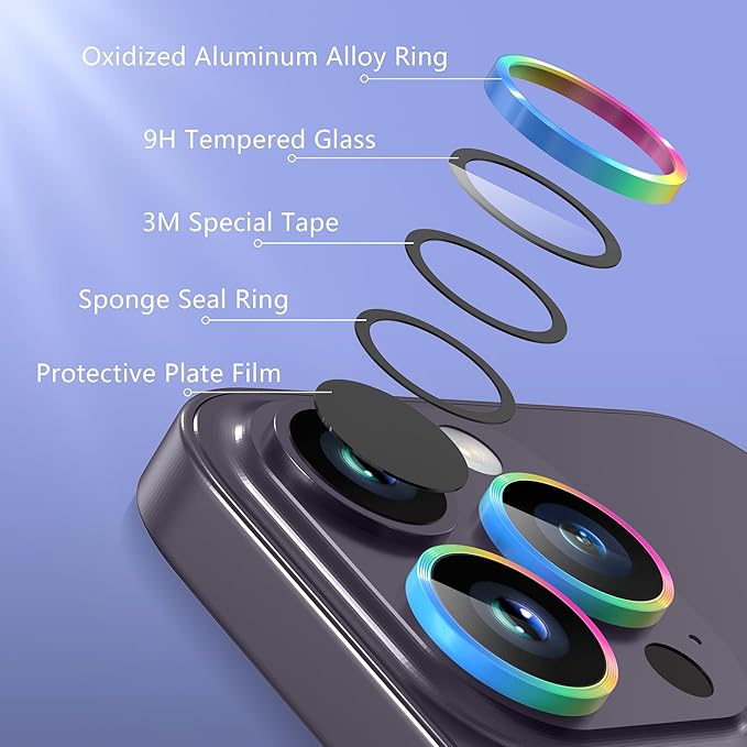 AGVEE 3+3 6 Pack for iPhone 14 Pro 6.1" / 14 Pro Max 6.7" Camera Lens Cover - Image 6