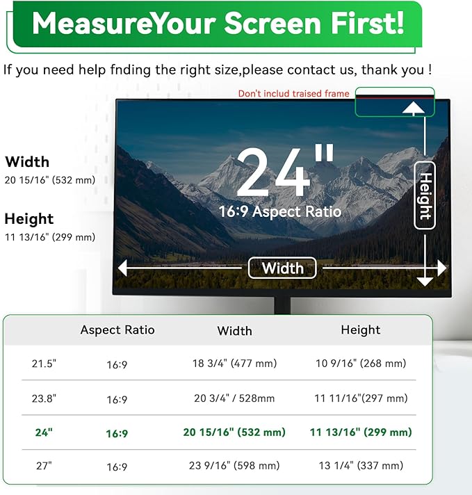 Magnetic 24 Inch Computer Anti Blue Light Screen Protector - Image 2