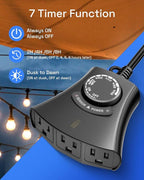 HBN Outdoor Light Timer with Remote Control, Waterproof Light Sensor Timer - Image 2