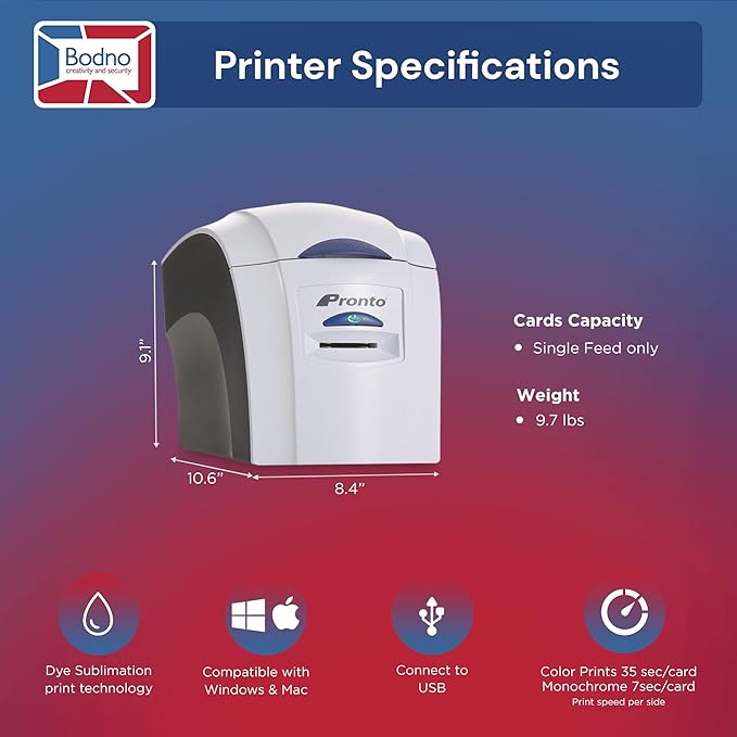 Bodno Magicard Pronto ID Card Printer & Complete Supplies Package ID Software - Image 5